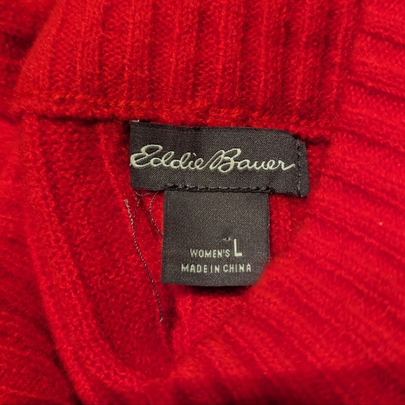 Eddie Bauer Women's Large Mock Neck Ribbed Knit Relaxed Fit Red Sweater 148 - Picture 6 of 10